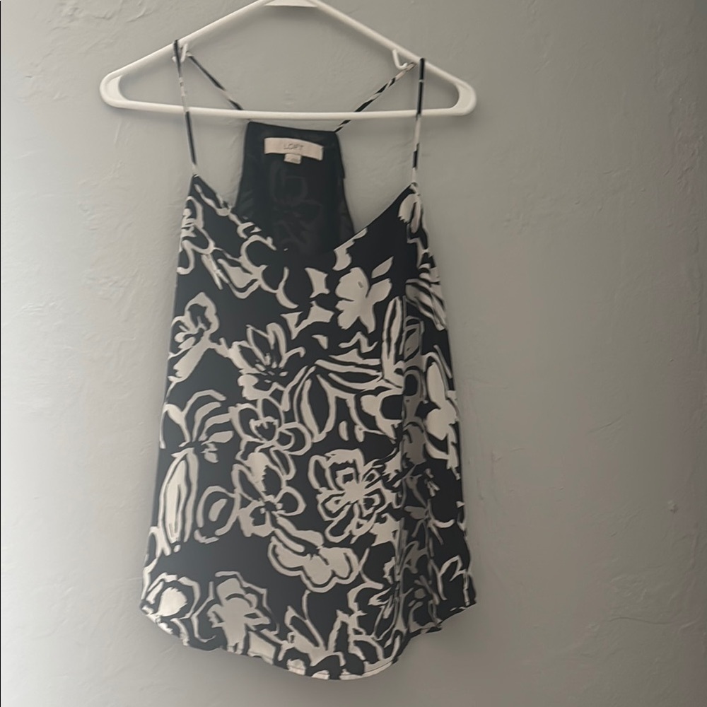 LOFT Black and White Asymmetrical Backless Camisole 115